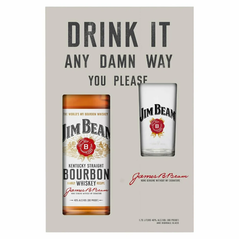 Jim Beam Bourbon Whiskey gift set Highball Glass